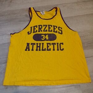 Vintage‎ Jerzees Athletic Tank Top Mens XL Yellow Purple Heavyweight Cotton 90s